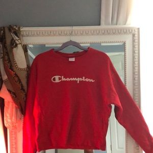 red Champion pullover
